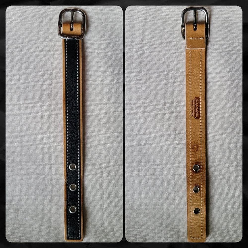 Coach Black Tan Leather Wrap Bracelet Sterling Silver 925 Buckle Bracelet Y2K - Picture 9 of 10